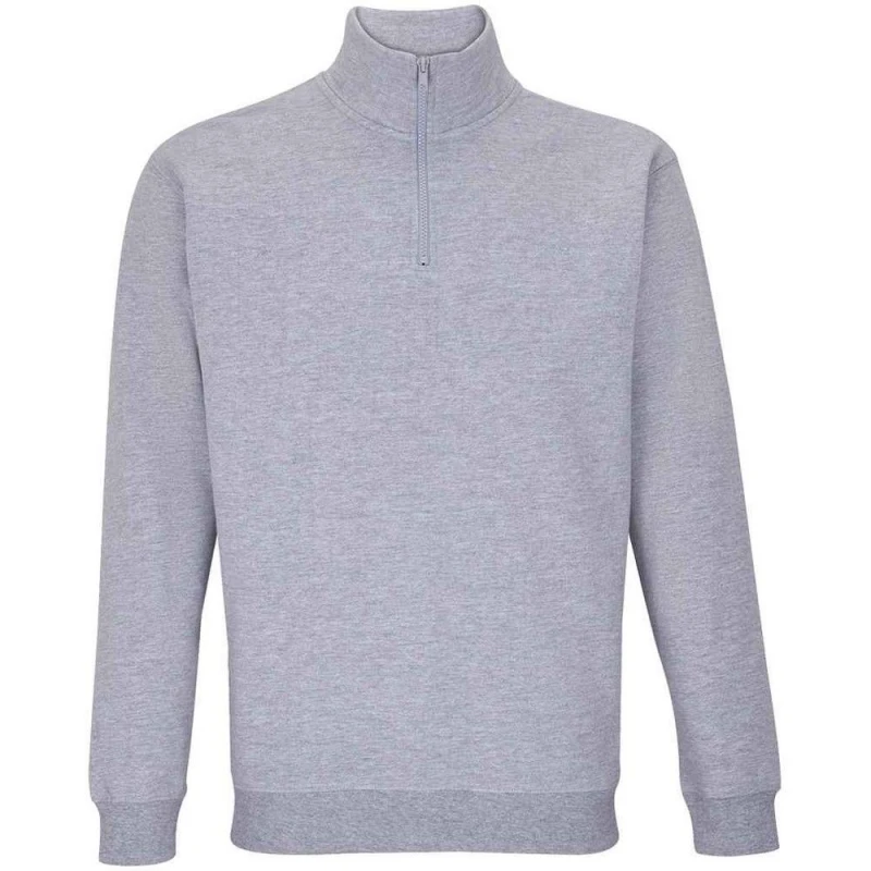 Image of SOL'S Mens Conrad Marl Quarter Zip Sweatshirt in Grey Size: Small Grey Male S