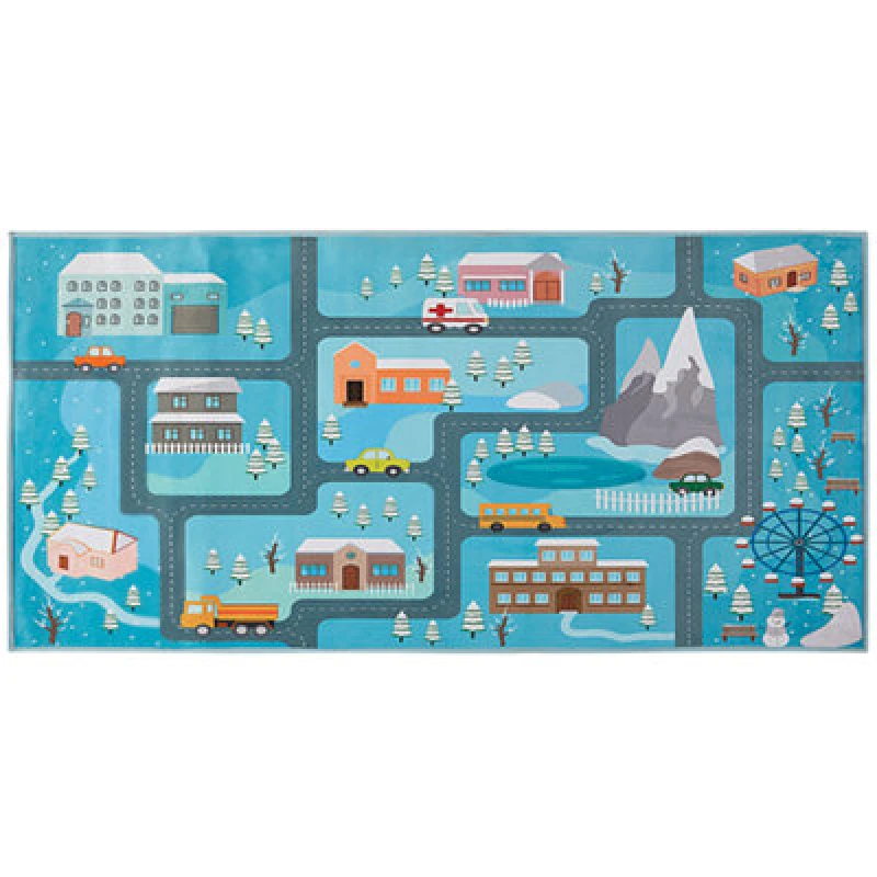 Image of Beliani Kids Rug Kigi Blue 80 X 150 Cm