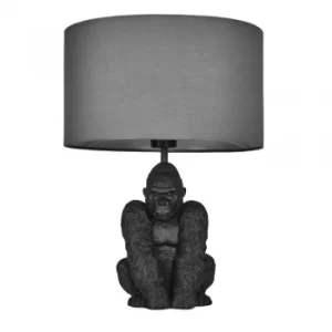 Image of King Gorilla Table Lamp in Black with Dark Grey Reni Shade