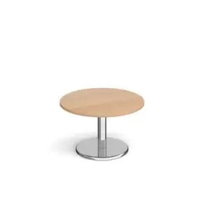 Image of Pisa circular coffee table with round chrome base 800mm - beech