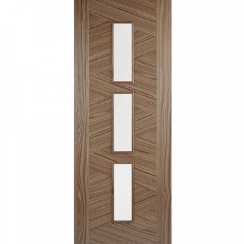 Image of LPD Zeus Fully Finished Walnut 3 Light Glazed Internal Door - 1981mm x 838mm (78 inch x 33 inch)