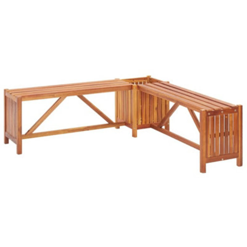 Image of vidaXL Solid Acacia Wood Garden Corner Bench Seats with Planter 117cm Outdoor