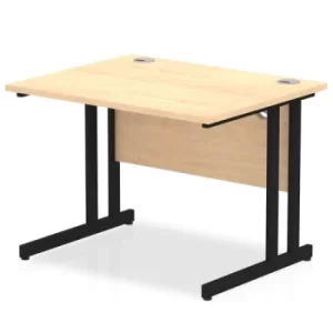 Image of Impulse 1000 x 800mm Straight Desk Maple Top Black Cantilever Leg