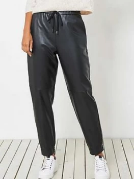 Image of Mint Velvet Faux Leather Joggers - Black