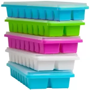 Image of 5x Ice Cube Form with Lid for each 16 Ice Cubes - 4 Colours