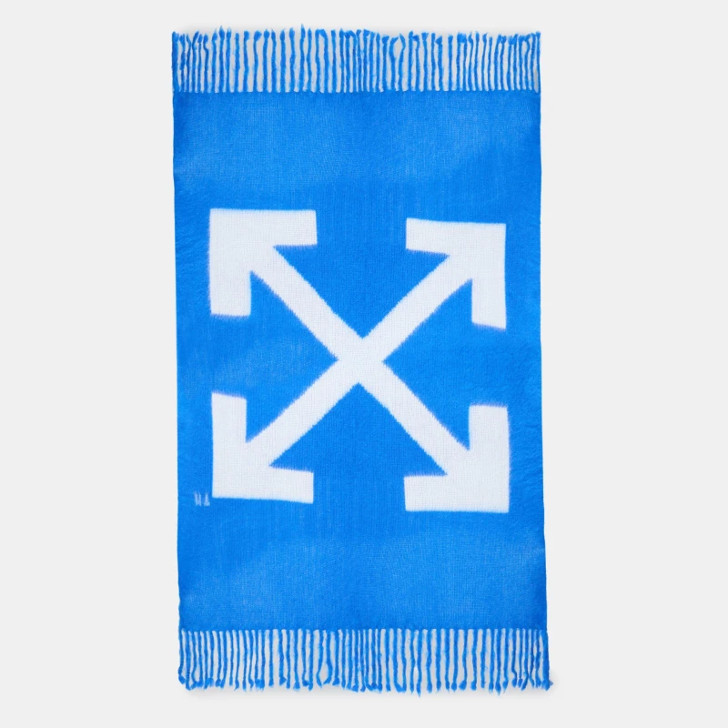 Image of Off White Arrow Design Blanket Blue/White unisex One Size