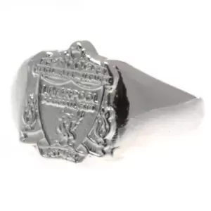 Image of Liverpool FC Official Silver Plated Crest Ring (L) (Silver)