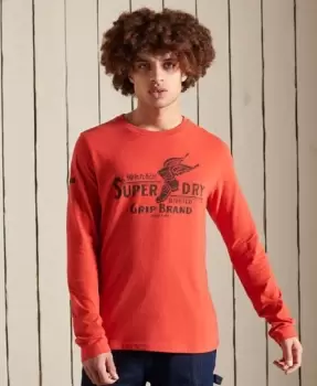 Image of Superdry Mens Script Style Workwear Top Red / Americana Red - Size: Xxl