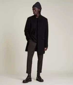 Image of AllSaints Manor Wool Coat, Black, Mens, Size: 36