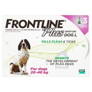 Image of Frontline Plus Flea and Tick Treatment Dog 20-40KG X3