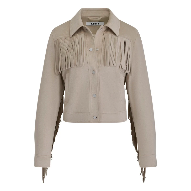 Image of DKNY Fringe Jkt Ld62 Pebble female 8 (XS)