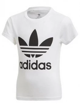 Image of adidas Originals Boys Trefoil Tee, White, Size 5-6 Years