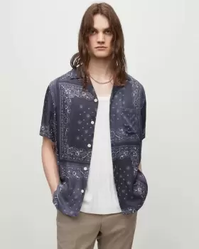 Image of AllSaints Tikal Short Sleeve Bandana Print Shirt