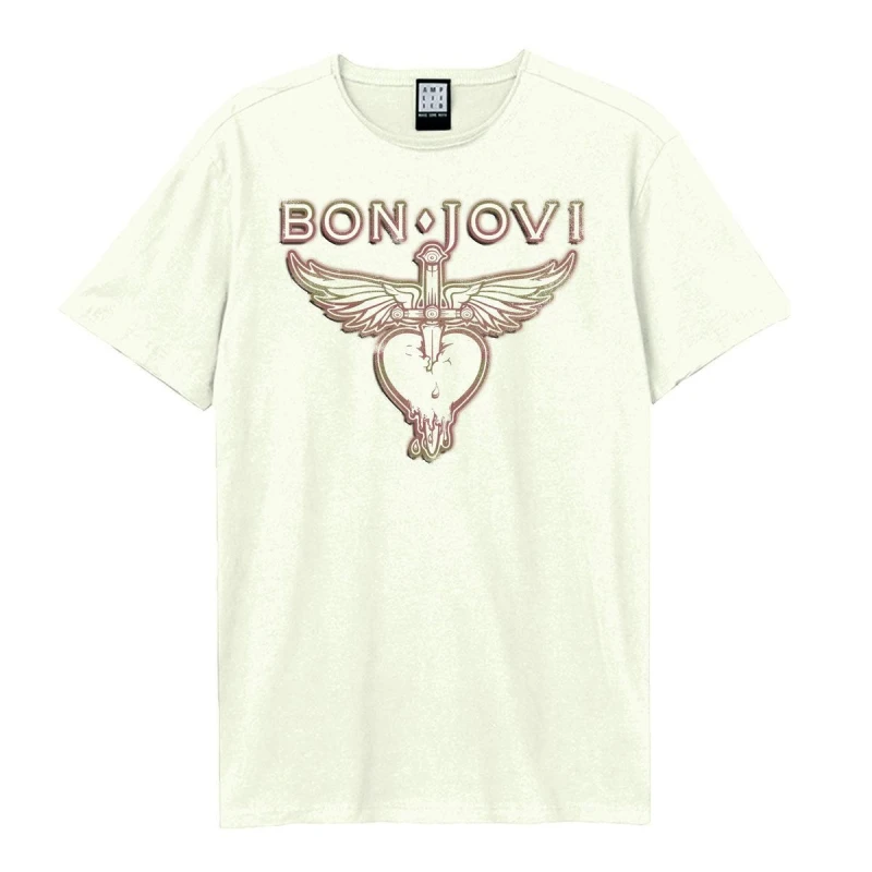 Image of Amplified Amplified Men Hold On Bon Jovi T-Shirt in White Size: X-Small White XS Male 5063652177679