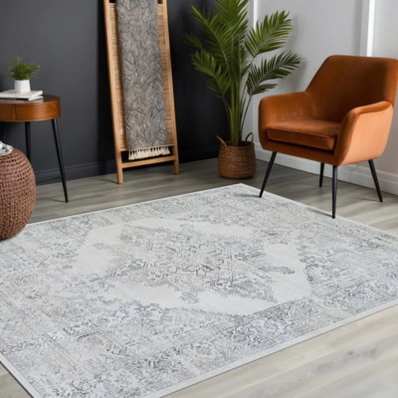 Image of Livabliss Vintage Oriental Boho Cream Ceren Area Rug 200 X 275cm - Easy Care, Non Shedding, Ideal For Living Room & Bedroom