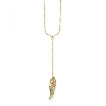 Image of Ladies Thomas Sabo Gold Plated Sterling Silver Glam & Soul Feather Necklace