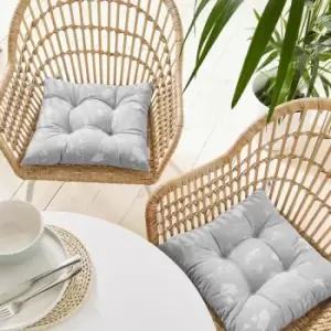 Image of Catherinelansfield - Catherine Lansfield Meadowsweet Floral 100% Cotton Seat Pad, Grey, 2 Pack