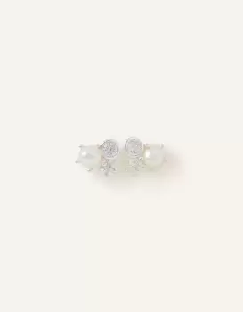 Image of Accessorize Womens Sterling Silver-Plated Cluster Stud Earrings