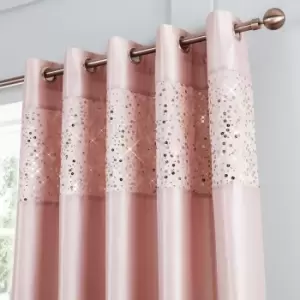 Image of Catherine Lansfield Blush Glitzy Curtains Blush