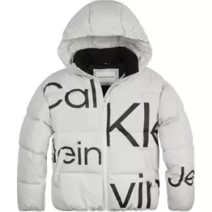 Image of Calvin Klein Jeans Bold Inst. Logo Puffer Jacket - Cream