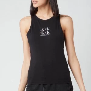 Image of Calvin Klein Jeans Womens Shine Logo Racer Back Top - CK Black - M