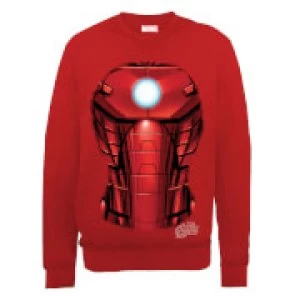 Image of Marvel Avengers Assemble Iron Man Chest Burst Sweatshirt - Red - M