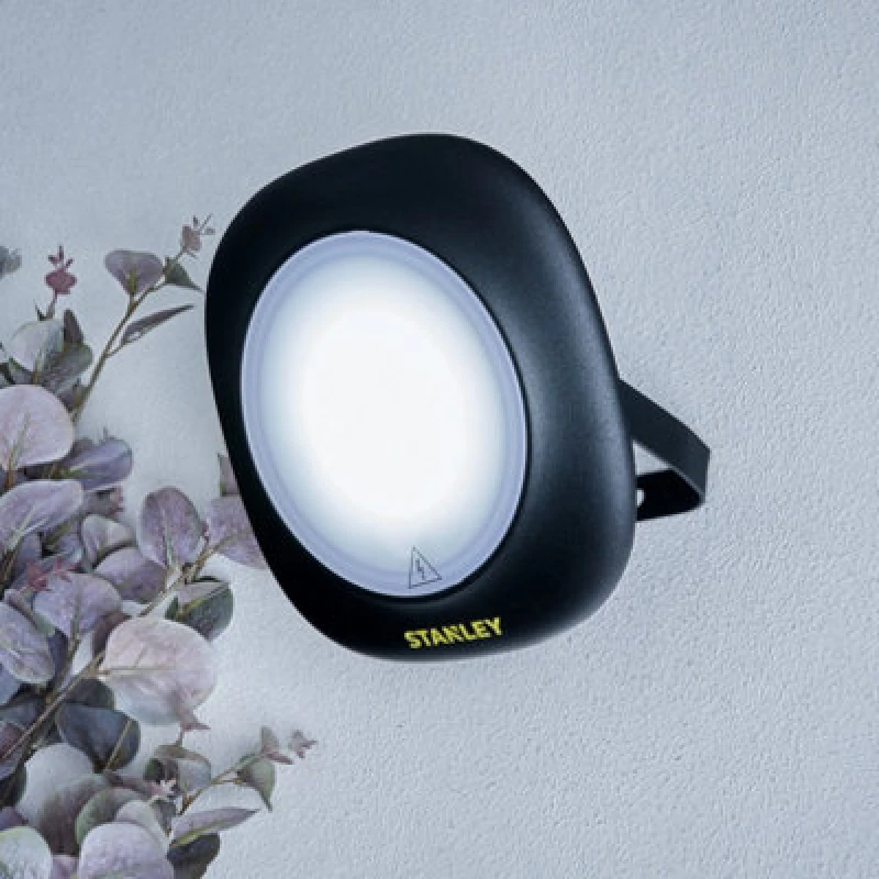Image of Stanley Round Floodlights Black Mains-Powered Cool Daylight LED Without Sensor Slimline Floodlight 4500Lm