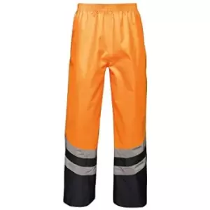 Image of Regatta Unisex Hi Vis Pro Reflective Work Over Trousers (M) (Orange/Navy) - Orange/Navy