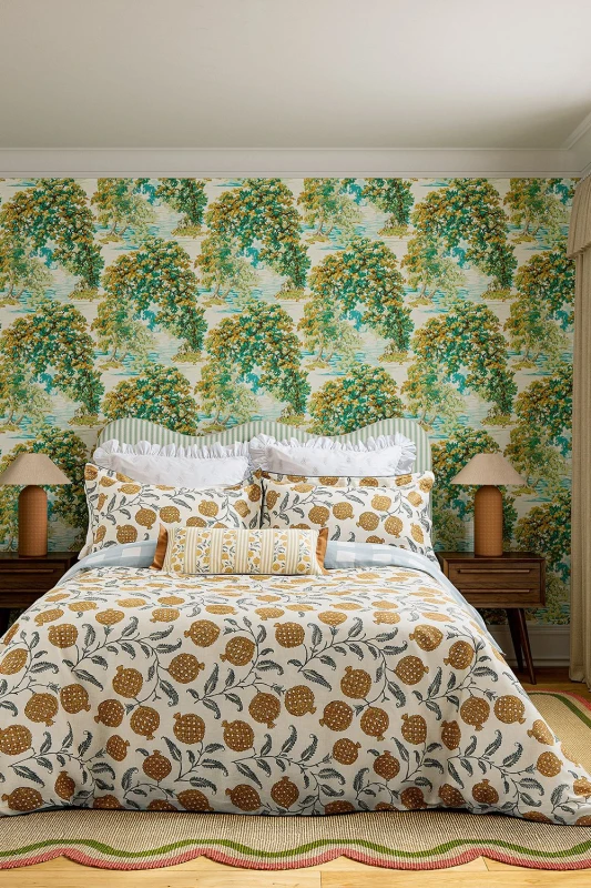 Image of Sanderson Sanderson 'Anaar' Cotton Duvet Cover Set in Light Beige Size: Double Light Beige Double Unisex 5016709704304