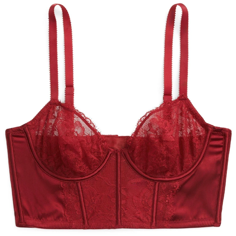 Image of Polo Ralph Lauren Womens Lace Demi Bra Garnet Red female 34A