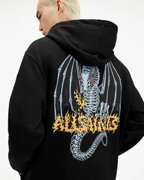 Image of AllSaints Dragon Skull Pullover Hoodie