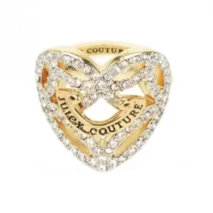 Image of Ladies Juicy Couture PVD Gold plated Pave Open Heart Ring