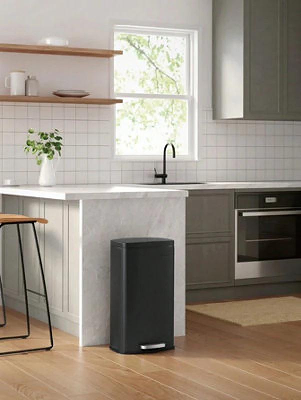 Image of Songmics Kitchen Bin 30L, Pedal Bin, Rubbish Bin With Soft-Close Lid And Inner Bucket, Steel, Black