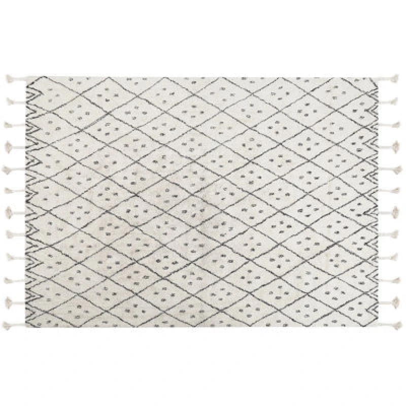 Image of Beliani Rug Agadir Off-White 140 X 200 Cm Cotton