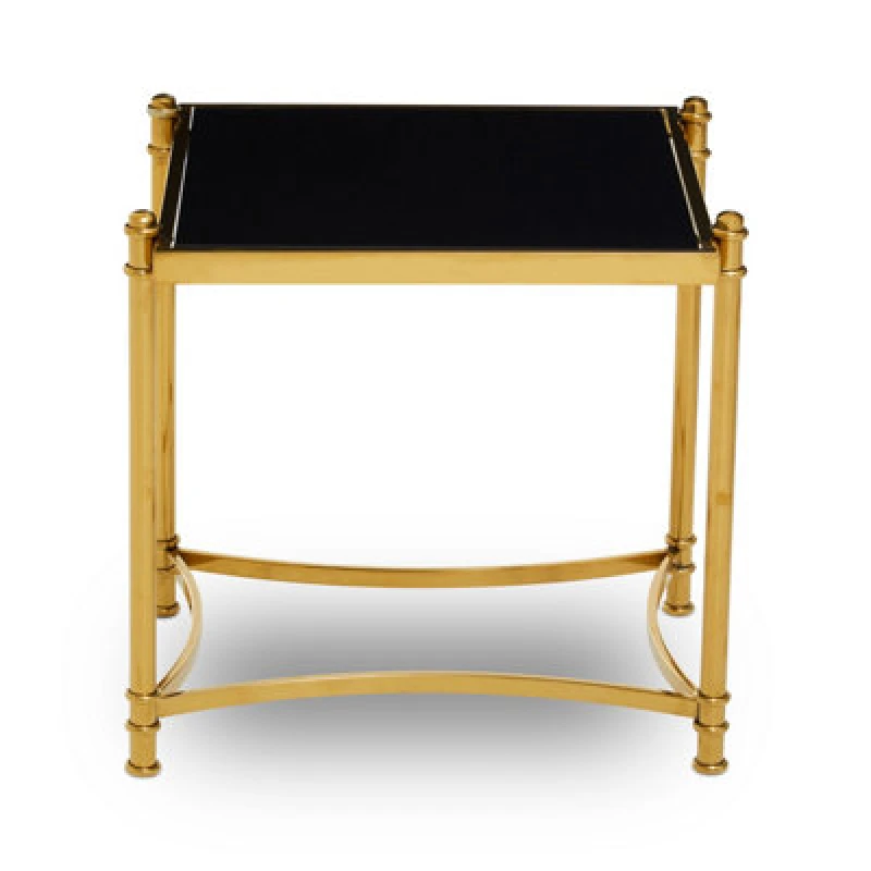 Image of Orsina Modern Black And Gold Side Table, Stylish Gold Finished Stainless Steel Bedside Table