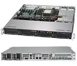 Image of CSE813MFTQC-R407CB - Rack (1U) - Black - 4 fan(s) - Serial ATA - Serial Attached SCSI (SAS) - HDD & SSD - 400 W