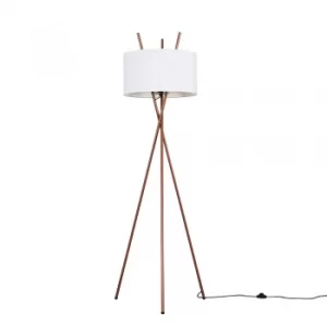 Image of Crawford Copper Tripod Floor Lamp with XL White Reni Shade