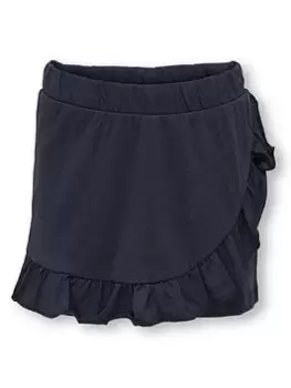 Image of Only Kids Girls Mock Wrap Skort - Night Sky, Navy, Size Age: 9-10 Years, Women
