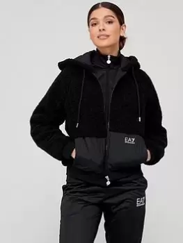 Image of EA7 Emporio Armani EA7 Teddy Zip Through Jacket - Black, Size XS, Women