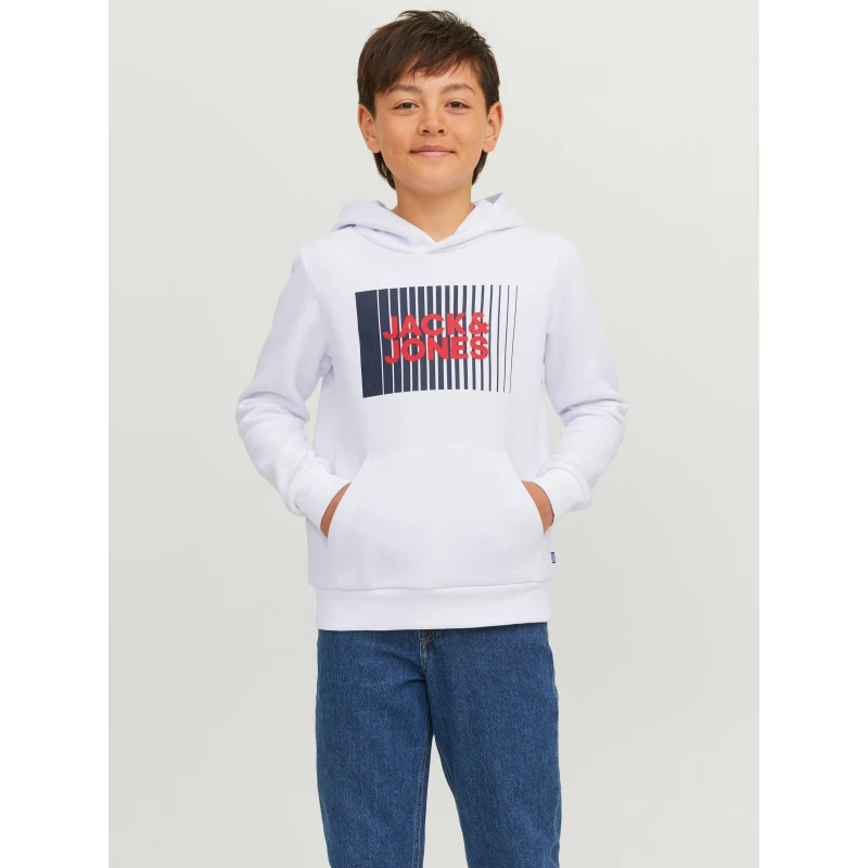 Image of Jack and Jones Play Logo Hood - White White 9 - 10 Years