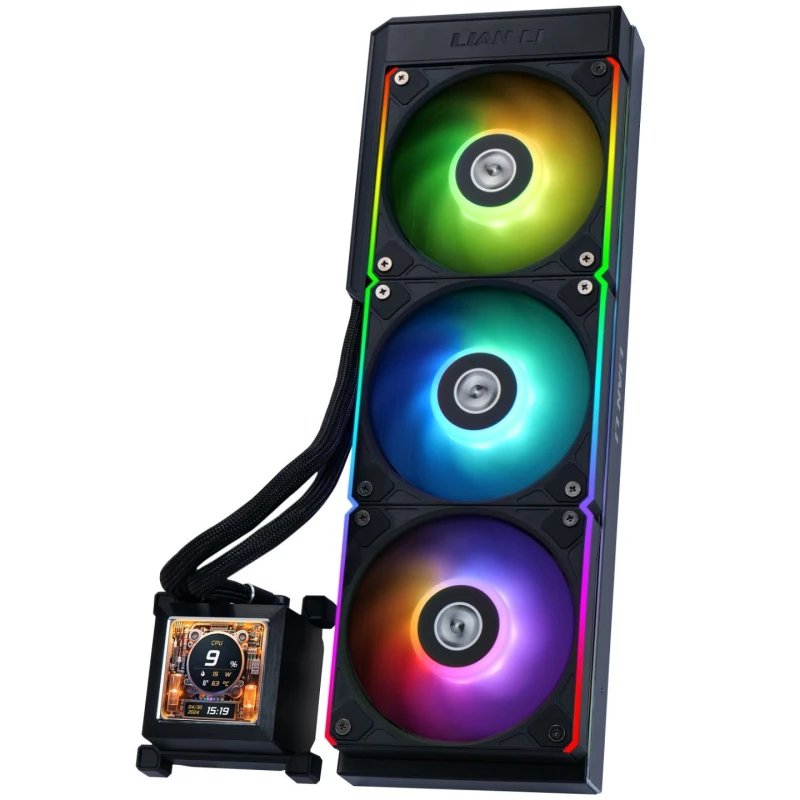 Image of Lian Li HydroShift LCD 360R AIO 360mm CPU AIO Liquid Cooler 360mm - Black - HSLCD36RB