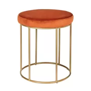 Image of Nova Gold Metal Frame Velvet Stool Tobacco