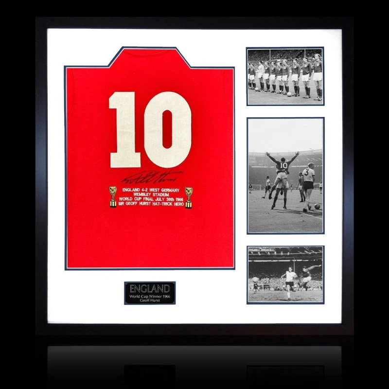 Image of The Fan Cave Geoff Hurst Signed England 66 Shirt Elite Frame White unisex 820mm x 82