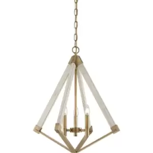 Image of 3 Bulb Chandelier Hanging Pendant LIght Weathered Brass LED E14 60W Bulb