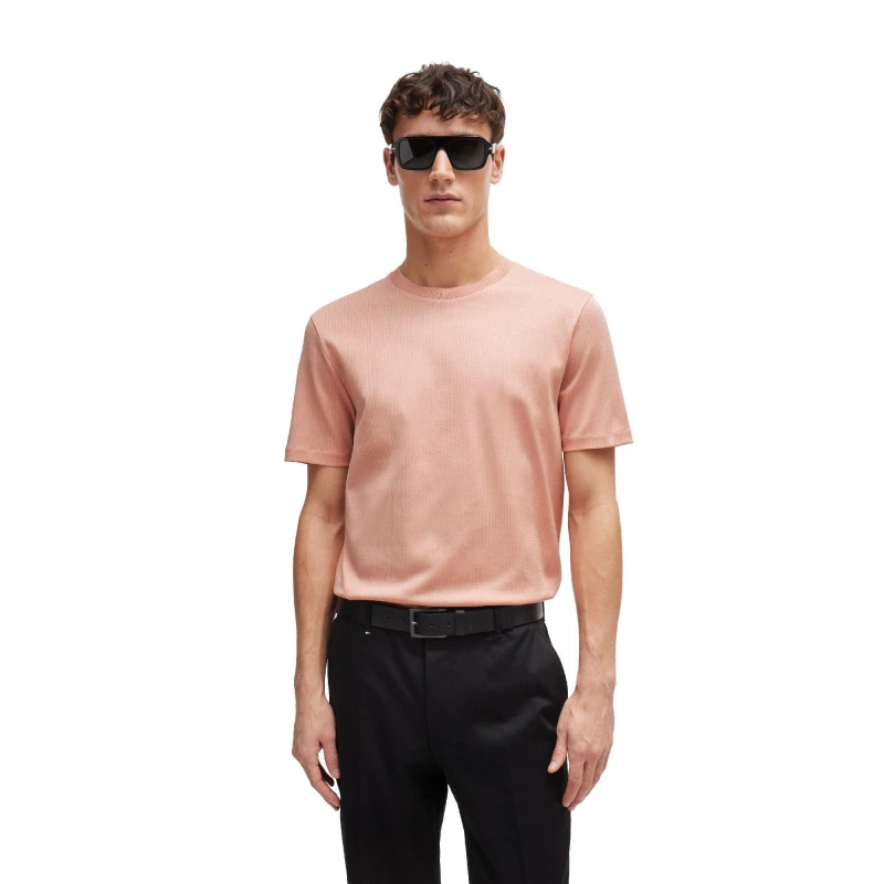 Image of Boss Mens Tiburt Short Sleeve Polo Shirt Open Pink male S