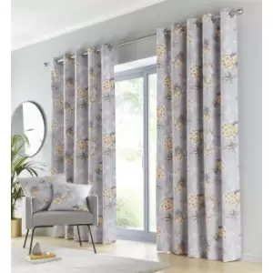 Image of Portfolio Eyelet Aston Curtain Pair Ochre 90x90 - Ochre