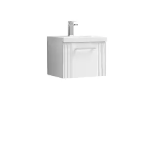 Image of Nuie Deco 500mm Wall Hung Single Drawer Vanity & Basin 1 - Satin White