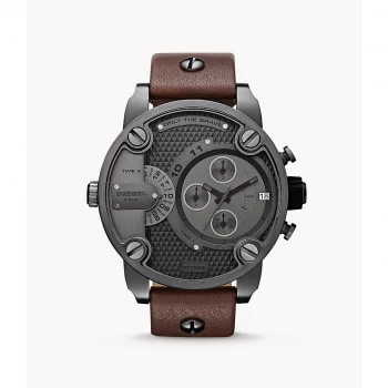 Image of Diesel Mens Little Daddy Chronograph Leather Watch - Brown