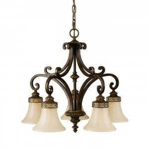 Image of 5 Light Multi Arm Chandelier Walnut Finish, E27