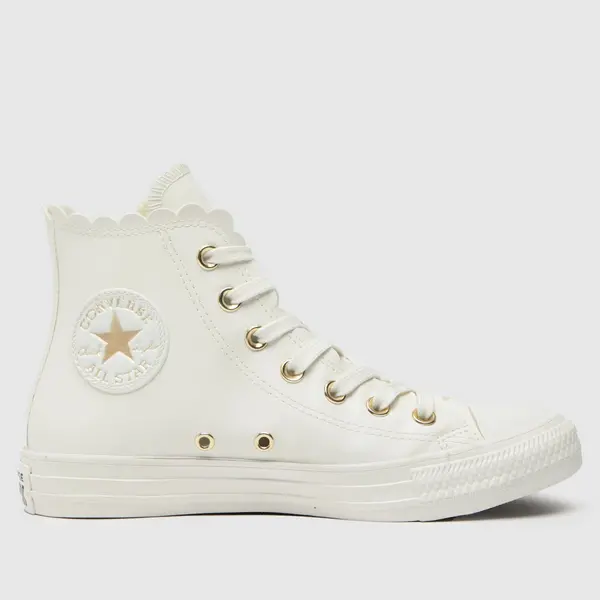 Image of Converse all star hi trainers in white & gold White/Gold UK 5 (EU 37½)